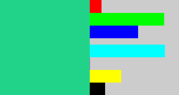 Hex color #21d389 - greenblue