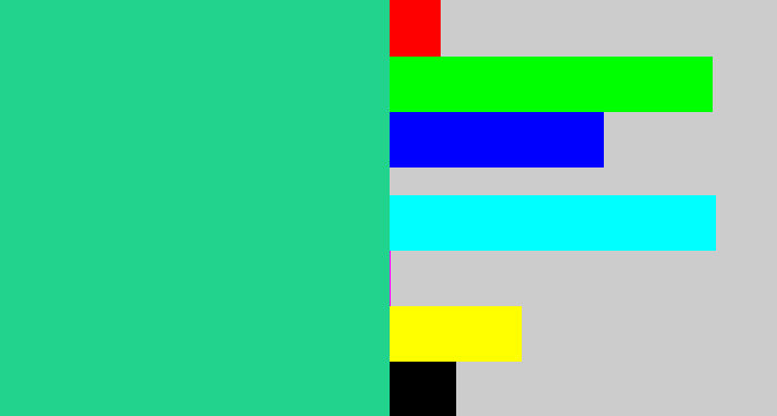 Hex color #21d38c - greenblue