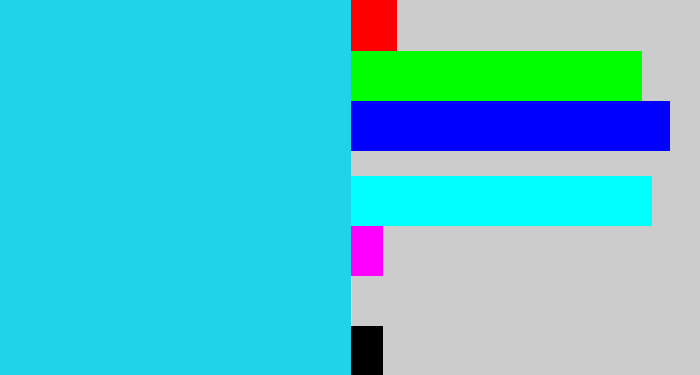 Hex color #21d3e7 - aqua blue