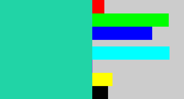 Hex color #21d4a6 - tealish