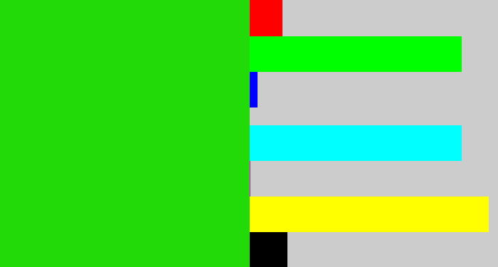 Hex color #21da08 - vibrant green