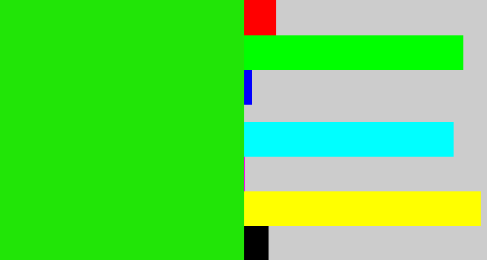 Hex color #21e507 - vivid green