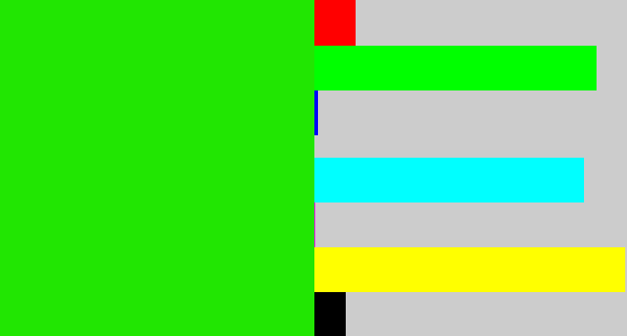 Hex color #21e602 - vivid green