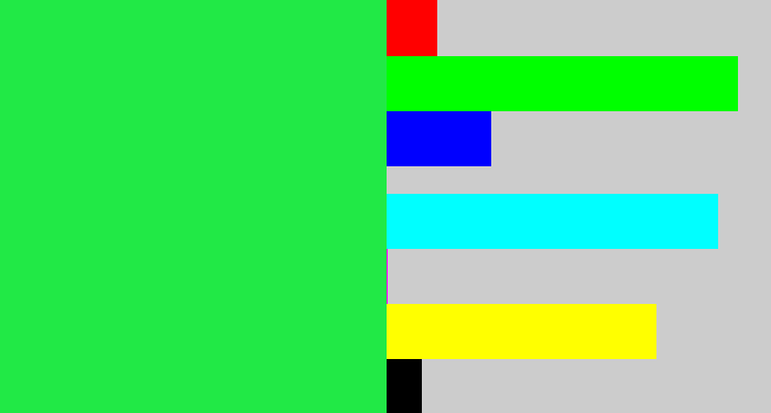 Hex color #21e946 - bright light green