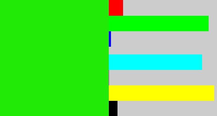 Hex color #21ea06 - vivid green
