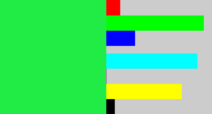 Hex color #21eb45 - bright light green