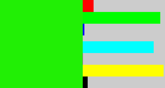 Hex color #21ef05 - highlighter green