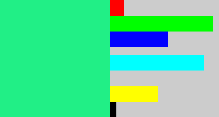 Hex color #21ef86 - wintergreen
