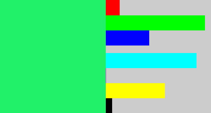 Hex color #21f069 - spearmint