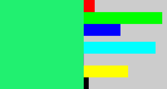 Hex color #21f070 - spearmint