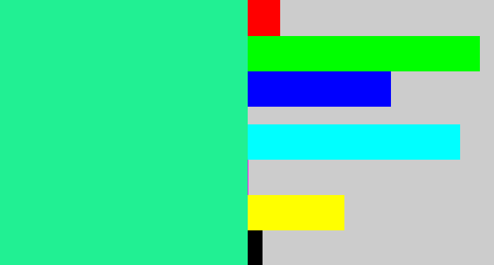 Hex color #21f093 - wintergreen