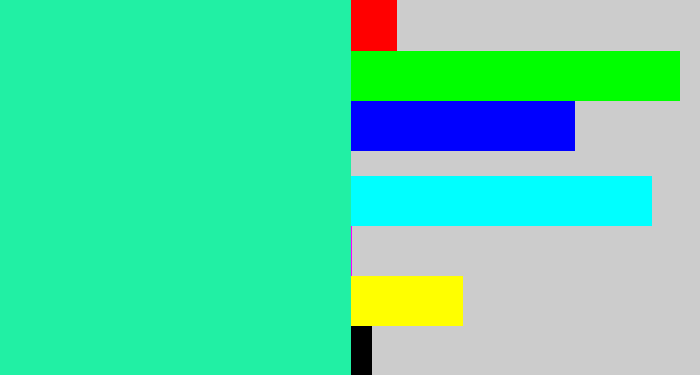 Hex color #21f0a4 - greenish cyan