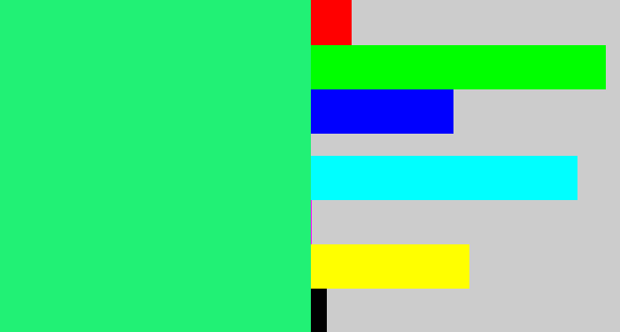 Hex color #21f175 - spearmint