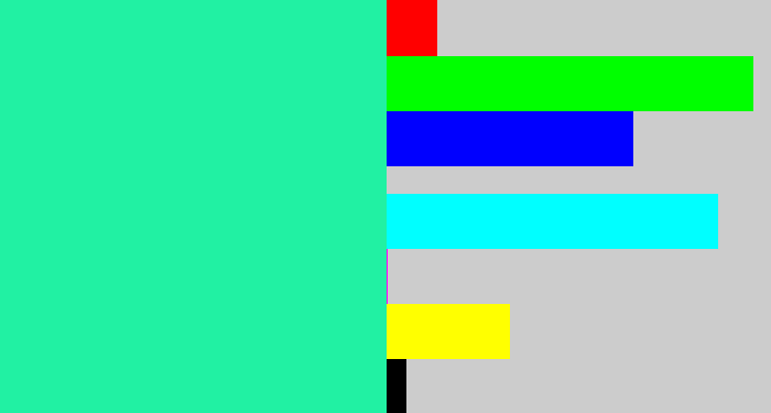 Hex color #21f1a3 - greenish cyan