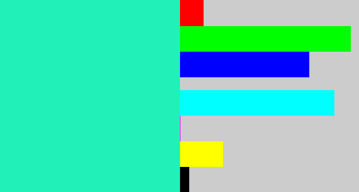 Hex color #21f1b8 - greenish cyan