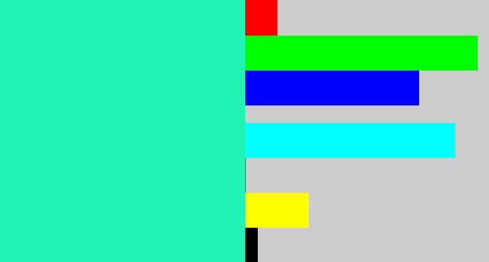 Hex color #21f3b5 - greenish cyan