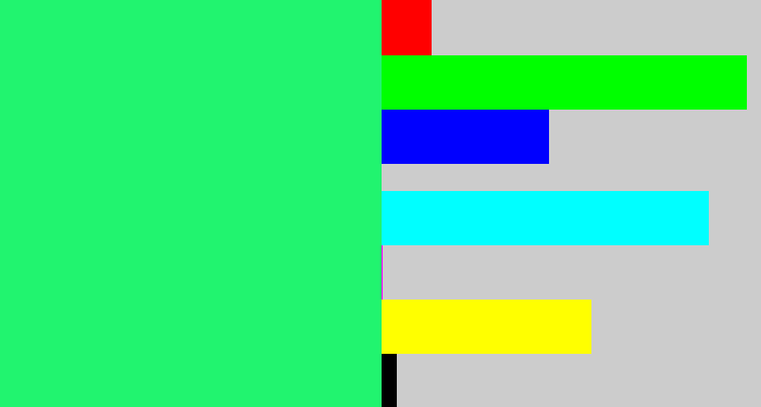Hex color #21f46f - spearmint