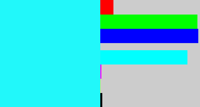 Hex color #21f8fa - bright light blue