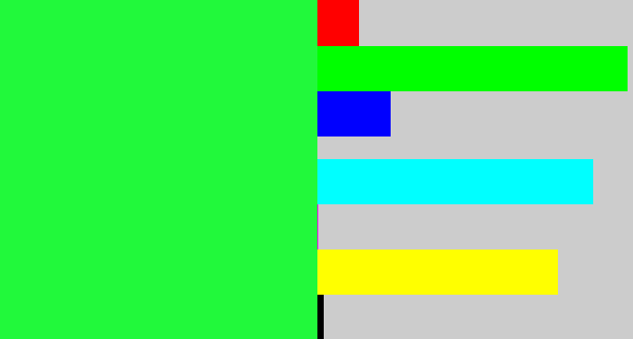 Hex color #21f93b - hot green