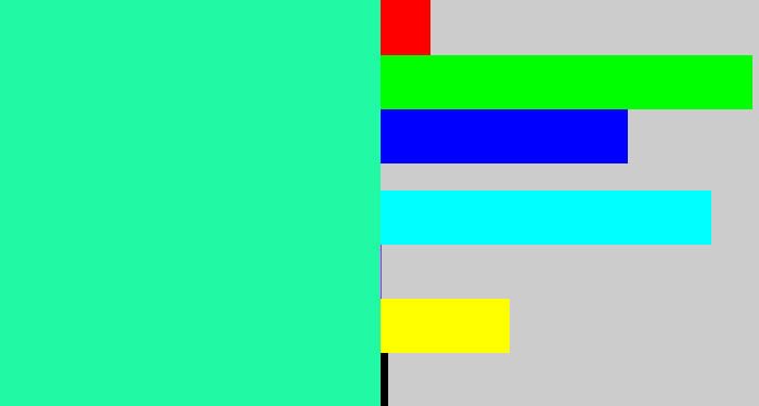 Hex color #21f9a5 - greenish cyan