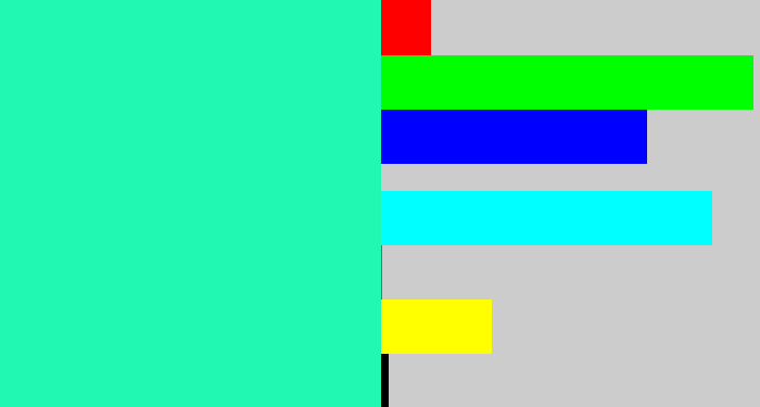 Hex color #21f9b2 - greenish cyan