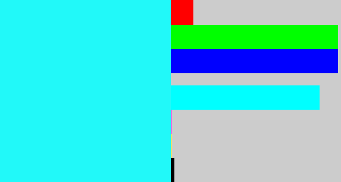 Hex color #21f9f9 - bright light blue