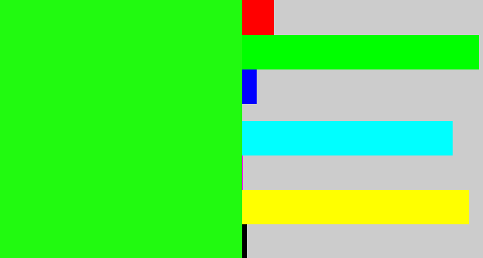 Hex color #21fa10 - electric green