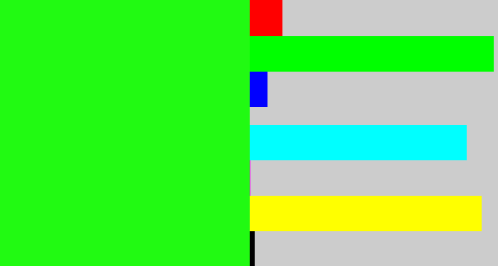 Hex color #21fa12 - electric green