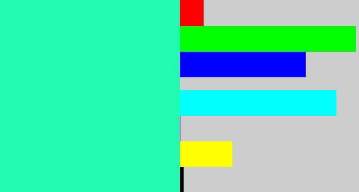 Hex color #21fbb2 - greenish cyan