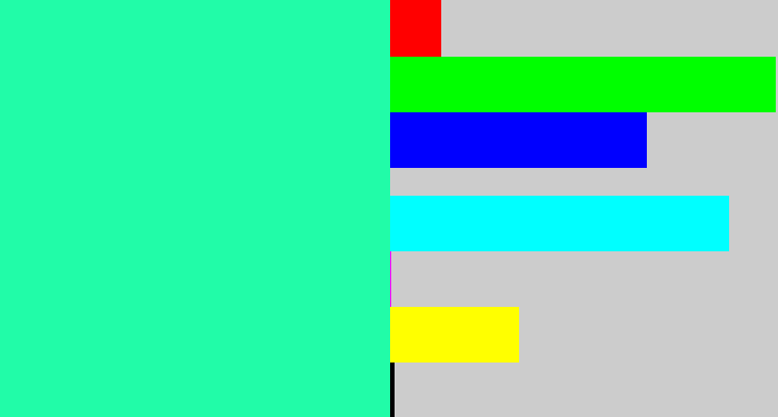 Hex color #21fca8 - greenish cyan