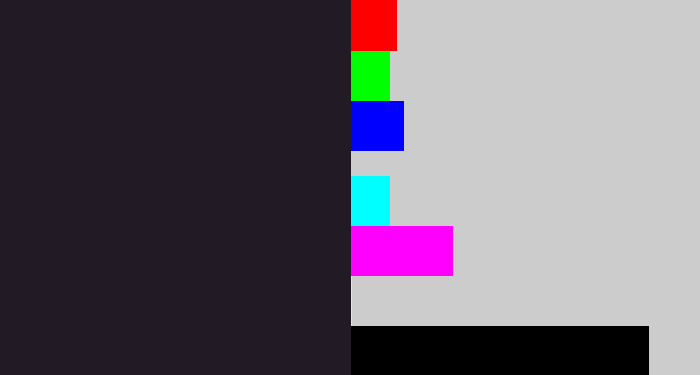 Hex color #221b26 - dark