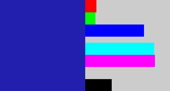 Hex color #221faf - indigo blue