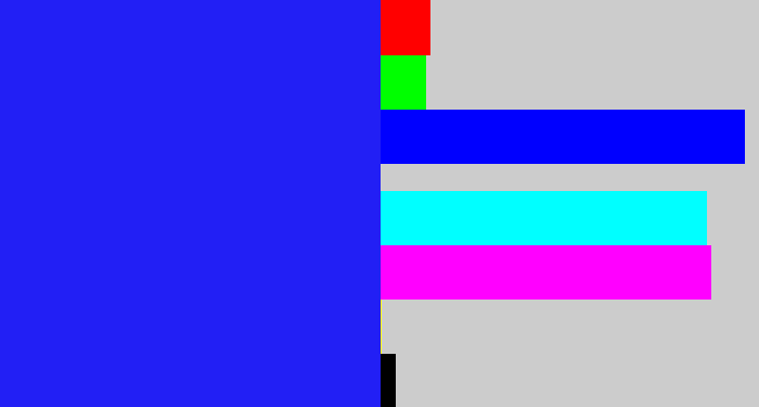Hex color #221ff5 - vivid blue