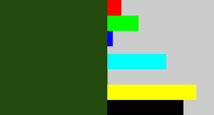 Hex color #224b0d - forrest green