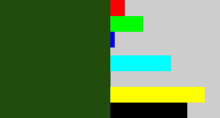Hex color #224c0b - forrest green