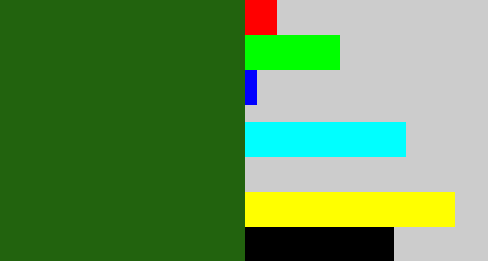 Hex color #22630e - navy green
