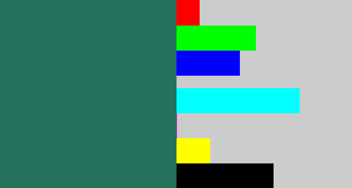 Hex color #22725c - dark green blue