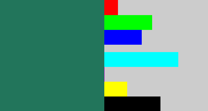 Hex color #22755b - dark green blue