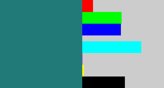 Hex color #227a78 - blue green