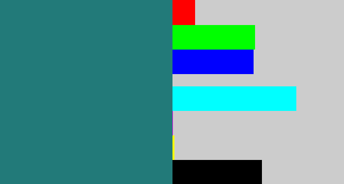 Hex color #227a79 - blue green