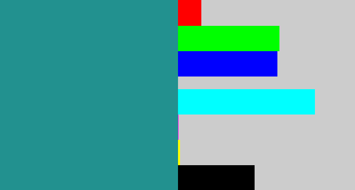 Hex color #22918f - blue/green