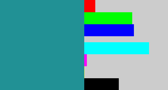 Hex color #229196 - blue/green