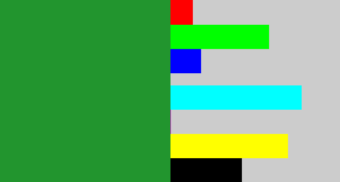Hex color #22952e - darkish green