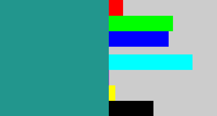 Hex color #22968d - blue/green