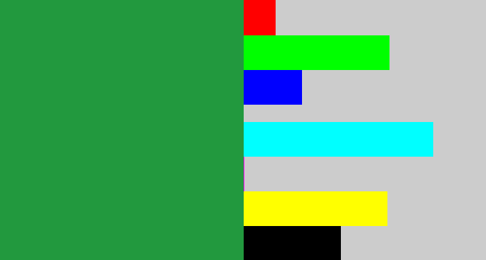 Hex color #22993e - darkish green