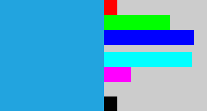 Hex color #22a4df - azure