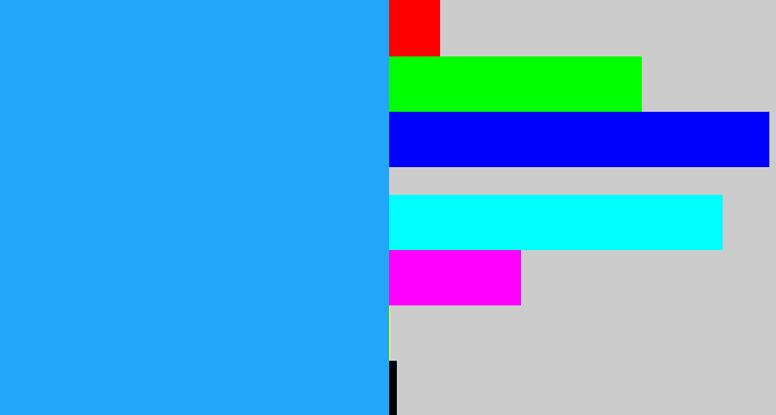 Hex color #22a6fa - azure