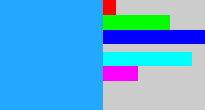 Hex color #22a8ff - azure