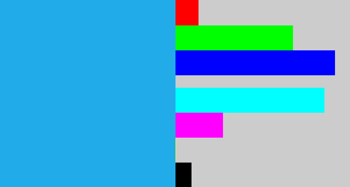 Hex color #22abe9 - azure