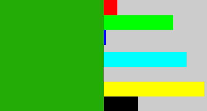 Hex color #22ac05 - green